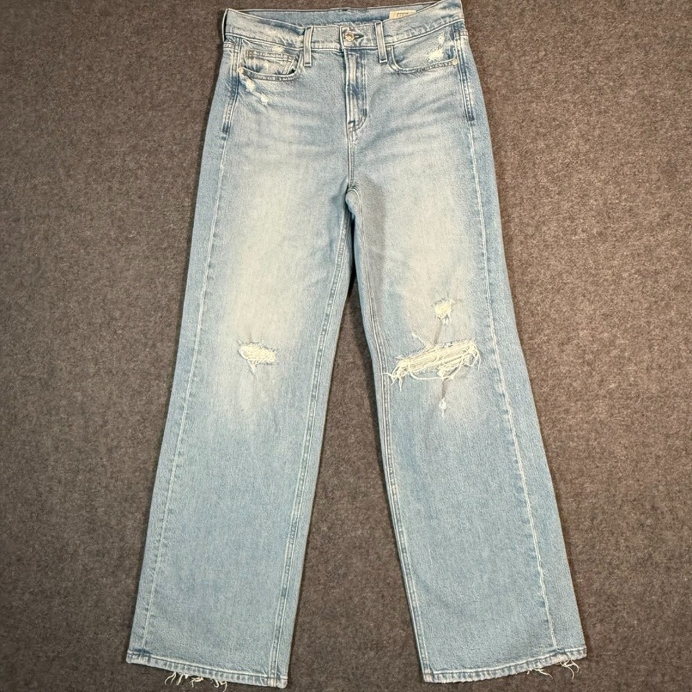 Light Blue Distressed Wide-Leg Women’s Jeans